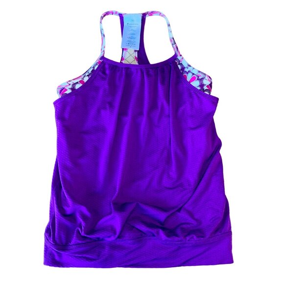 IVIVVA Lululemon Yoga Tank Top Girls 10 Sports Bra Double Layer Tee Girl Purple - Picture 1 of 8